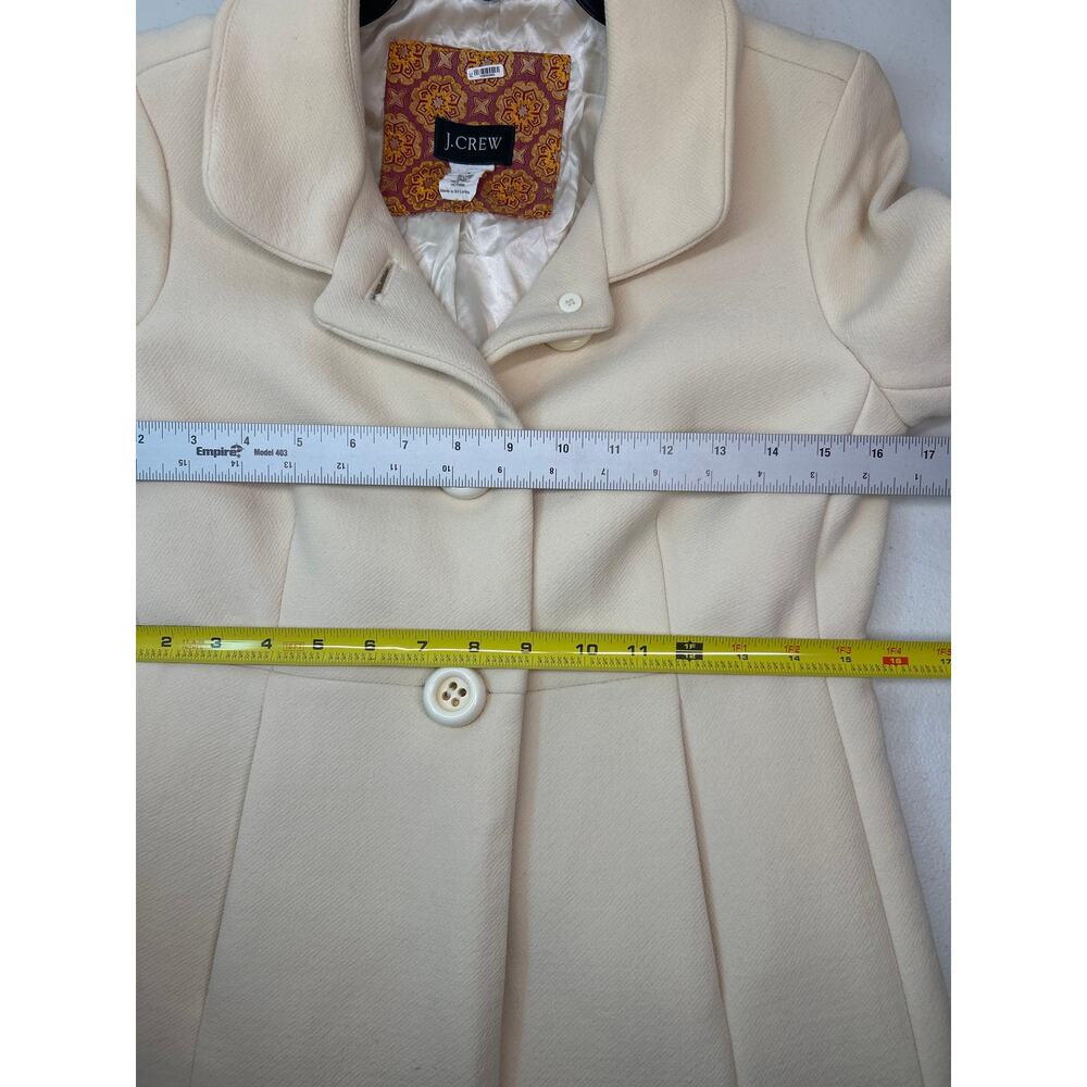 J.Crew Women's Cream Color Wool Blend Coat Single Breasted Classic Size 4 - Picture 6 of 7